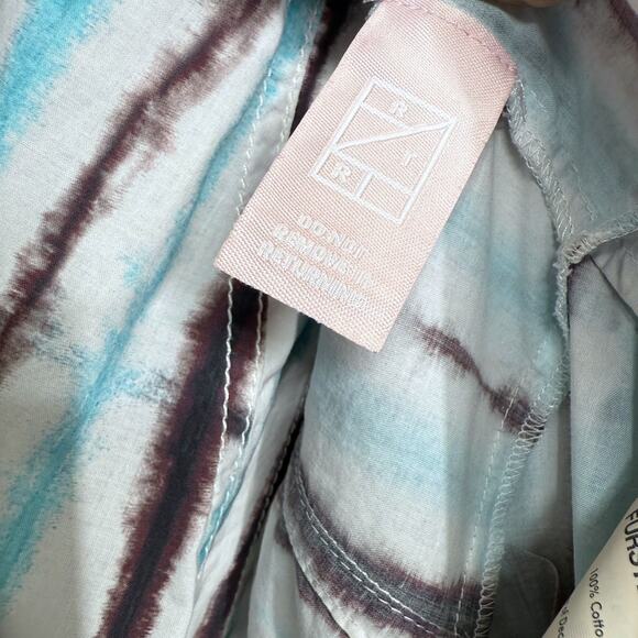 Diane Von Furstenberg Size S Indra Wrap Dress Blue Tie Dye Stripe Cotton Coastal - Picture 7 of 10